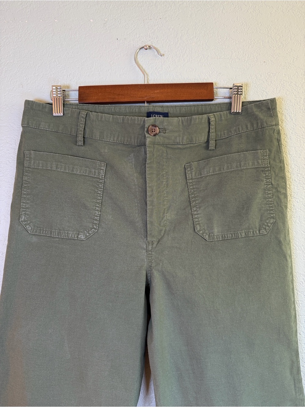J Crew Olive Cotton Linen Wide Leg Preppy Trouser Pants 31 - Picture 9 of 10